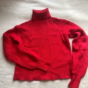 Red cropped turtleneck